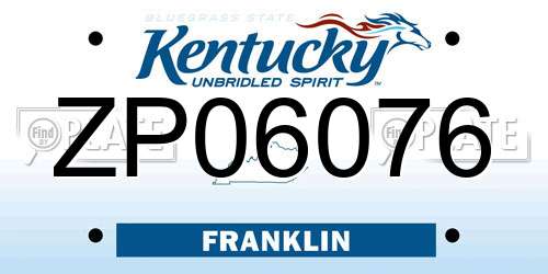 ZP06076 Kentucky License Plate