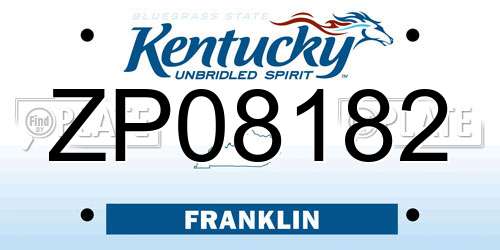 ZP08182 Kentucky License Plate