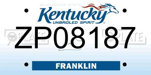 ZP08187 Kentucky License Plate