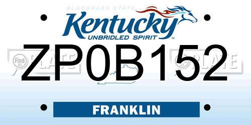 ZP0B152 Kentucky License Plate