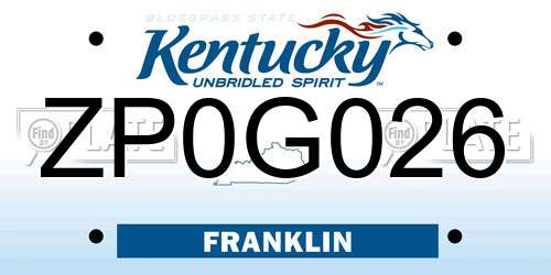 ZP0G026 Kentucky License Plate