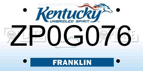 ZP0G076 Kentucky License Plate
