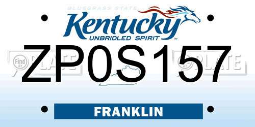 ZP0S157 Kentucky License Plate
