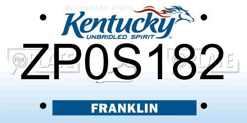 ZP0S182 Kentucky License Plate