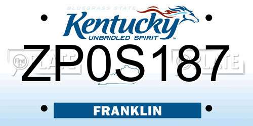 ZP0S187 Kentucky License Plate