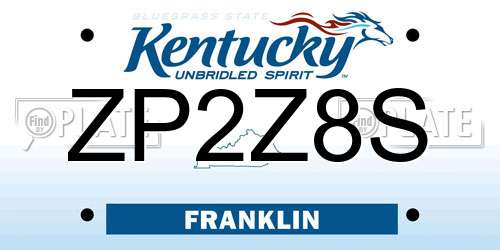 ZP2Z8S Kentucky License Plate