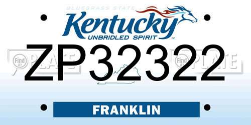 ZP32322 Kentucky License Plate