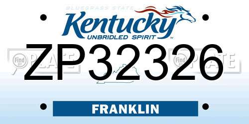 ZP32326 Kentucky License Plate