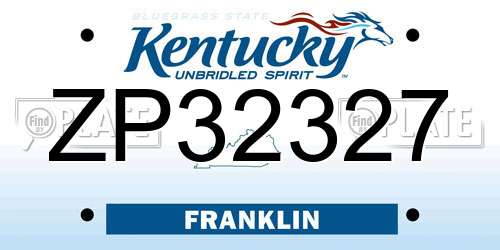 ZP32327 Kentucky License Plate