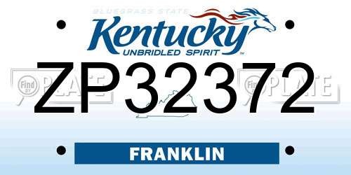 ZP32372 Kentucky License Plate