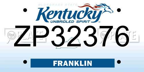 ZP32376 Kentucky License Plate