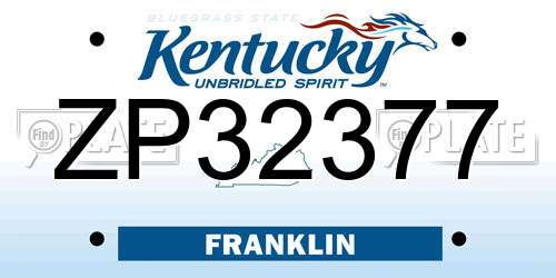 ZP32377 Kentucky License Plate