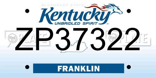 ZP37322 Kentucky License Plate