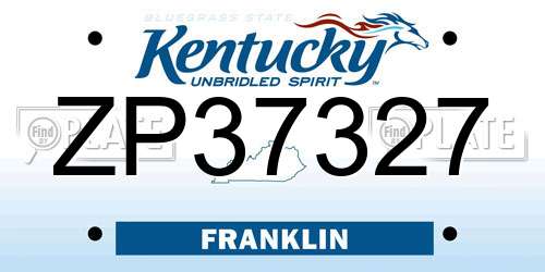 ZP37327 Kentucky License Plate