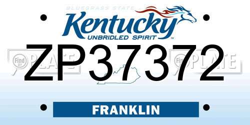 ZP37372 Kentucky License Plate