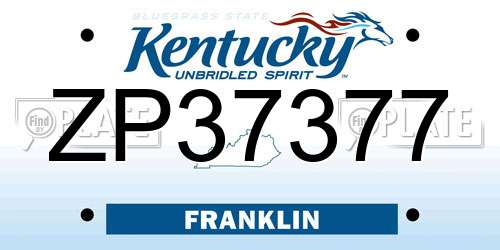 ZP37377 Kentucky License Plate
