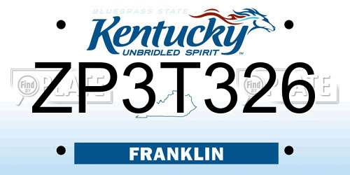ZP3T326 Kentucky License Plate