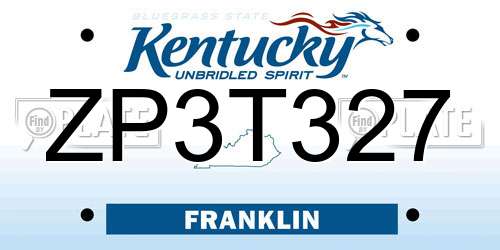 ZP3T327 Kentucky License Plate