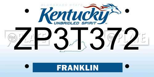 ZP3T372 Kentucky License Plate