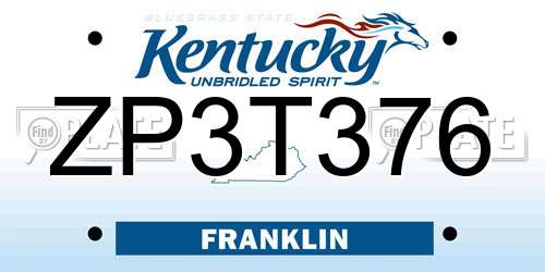 ZP3T376 Kentucky License Plate