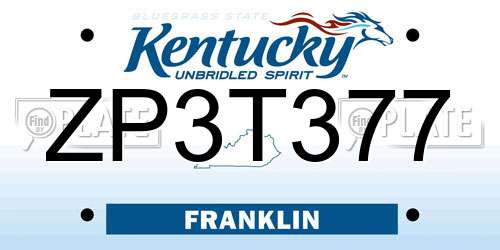 ZP3T377 Kentucky License Plate