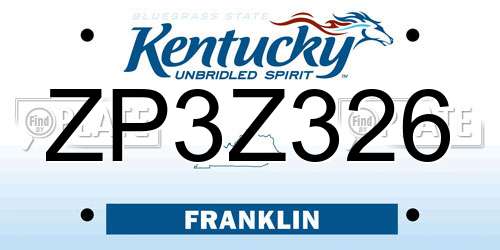 ZP3Z326 Kentucky License Plate