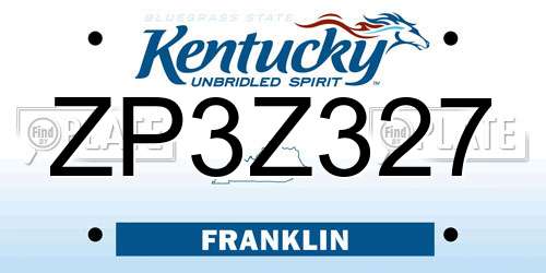 ZP3Z327 Kentucky License Plate