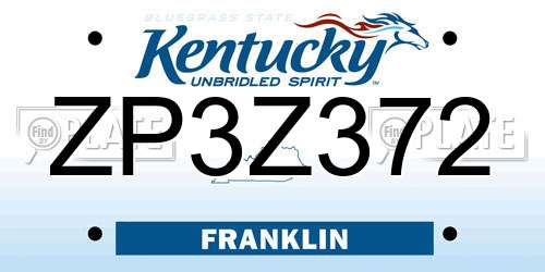 ZP3Z372 Kentucky License Plate