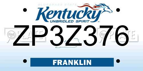 ZP3Z376 Kentucky License Plate