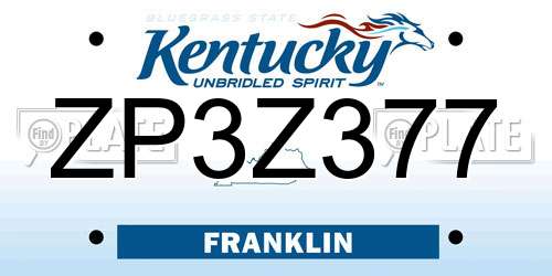 ZP3Z377 Kentucky License Plate