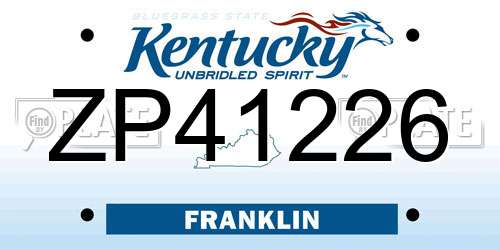 ZP41226 Kentucky License Plate