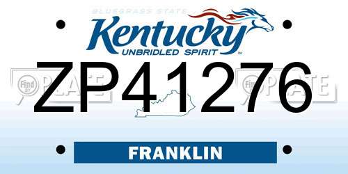 ZP41276 Kentucky License Plate