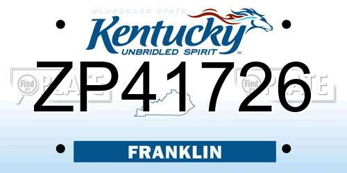 ZP41726 Kentucky License Plate