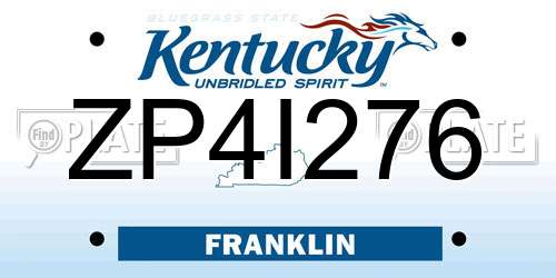 ZP4I276 Kentucky License Plate
