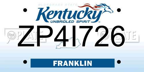 ZP4I726 Kentucky License Plate