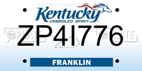 ZP4I776 Kentucky License Plate