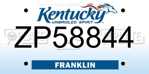 ZP58844 Kentucky License Plate