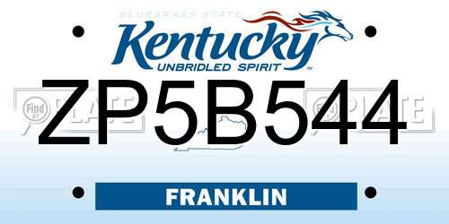 ZP5B544 Kentucky License Plate