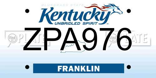 ZPA976 Kentucky License Plate