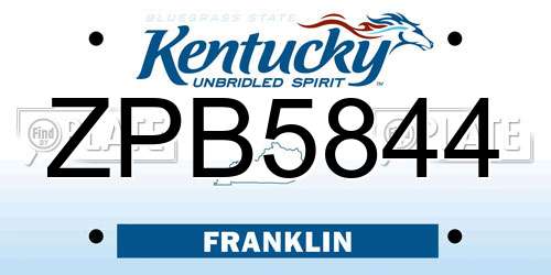 ZPB5844 Kentucky License Plate