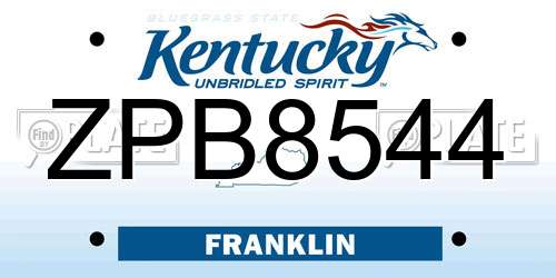 ZPB8544 Kentucky License Plate