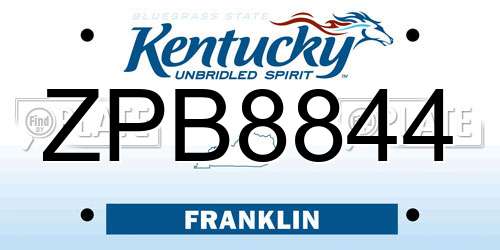 ZPB8844 Kentucky License Plate