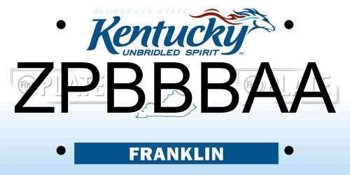 ZPBBBAA Kentucky License Plate