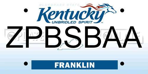 ZPBSBAA Kentucky License Plate