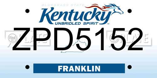 ZPD5152 Kentucky License Plate