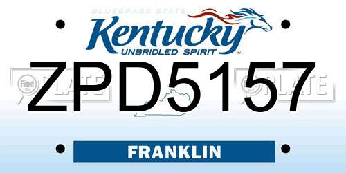 ZPD5157 Kentucky License Plate