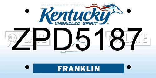 ZPD5187 Kentucky License Plate