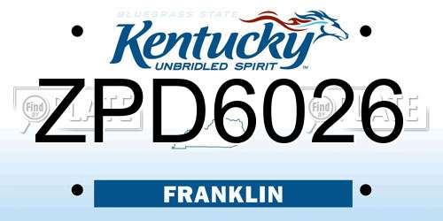 ZPD6026 Kentucky License Plate