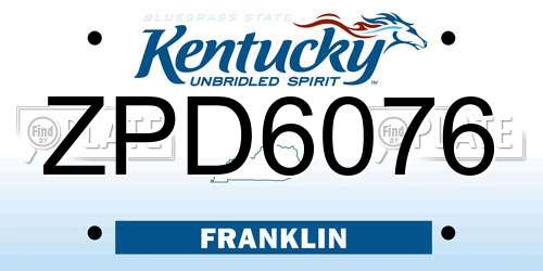 ZPD6076 Kentucky License Plate