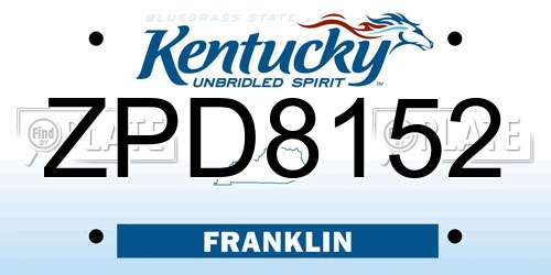 ZPD8152 Kentucky License Plate
